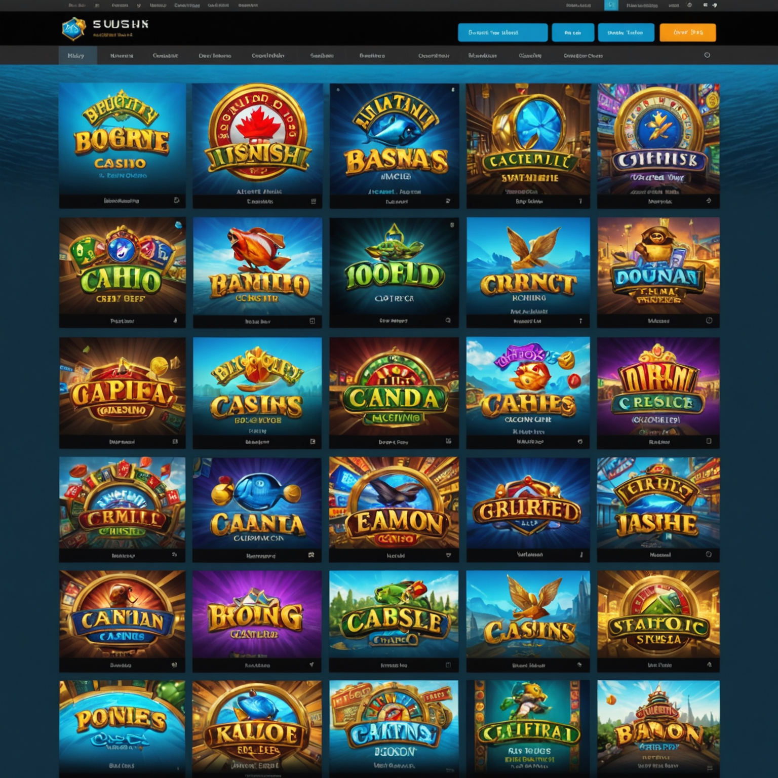 Big Fish Casino interface showing various casino games including poker tables and slot machines with a distinctly Canadian aesthetic