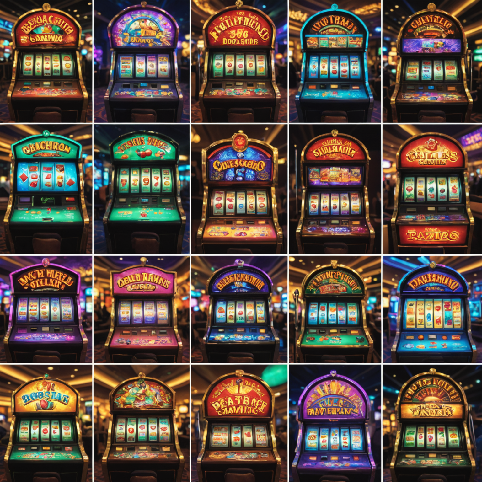 Collage of various social casino game interfaces, showcasing colorful and themed slot machines, poker tables, and other virtual casino games unique to the social gaming experience